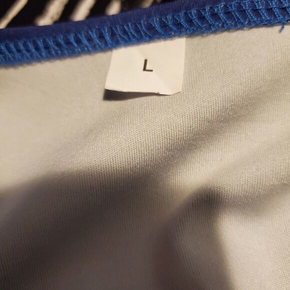 Women's Size Large Blue Gray Colorblock Slit Sleeve Dress - Picture 7 of 7